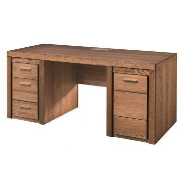 Masa de birou din furnir si pal, cu 3 sertare si 1 usa Velvet 37 Stejar Rustic, L177xl80xH78 cm Masa de birou din furnir si pal, cu 3 sertare si 1 usa Velvet 37 Stejar Rustic, L177xl80xH78 cm