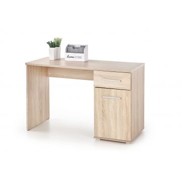 Masa de birou din pal, cu 1 sertar si 1 usa Liamis B-1 Stejar Sonoma, L120xl55xH75 cm
