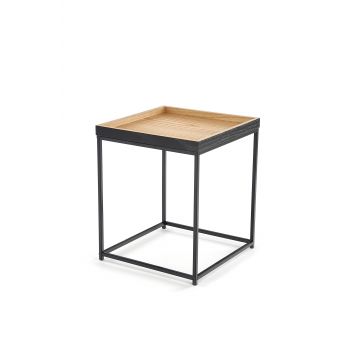 Masa de cafea din MDF, furnir si metal Yamir Stejar / Negru, L42xl42xH49 cm