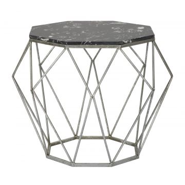 Masa de cafea din metal Diamond Marble Negru, Ø68xH52 cm