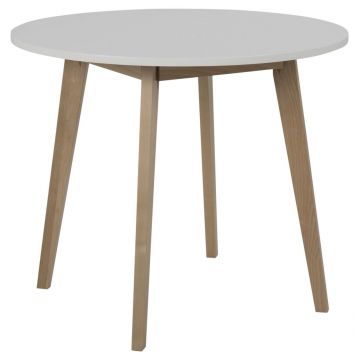 Masa rotunda din MDF Raven Alb / Natural, Ø90xH76 cm