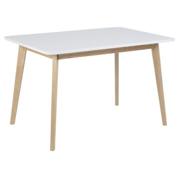 Masa din MDF si lemn de mesteacan Raven Alb / Natural, L120xl80xH76 cm