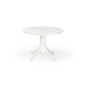 Masa rotunda din MDF si lemn Glaucio Alb, Ø106xH75 cm