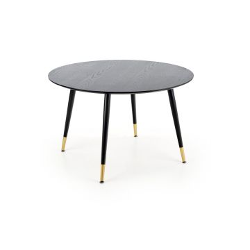 Masa rotunda din MDF si metal Ember Negru / Auriu, Ø120xH75 cm