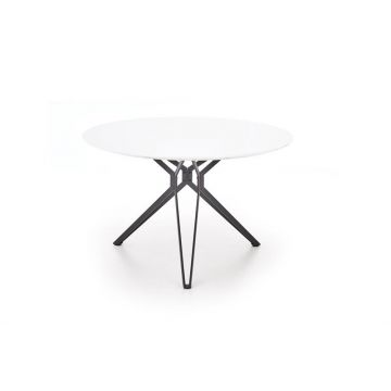 Masa rotunda din MDF si metal, Pisces Alb / Negru, Ø120xH76 cm