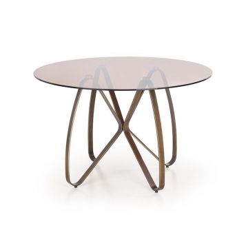 Masa din sticla si metal Lungo Maro, Ø120xH76 cm Masa din sticla si metal Lungo Maro, Ø120xH76 cm