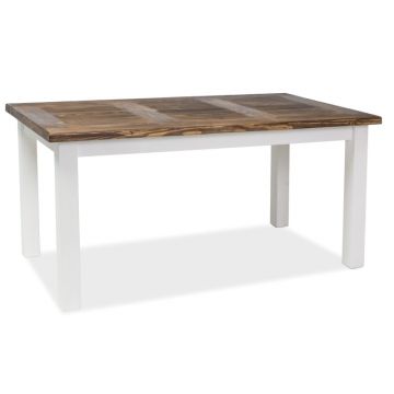 Masa extensibila din lemn de pin Poprad II Alb / Maro inchis, L140-240xl80xH76 cm Masa extensibila din lemn de pin Poprad II Alb / Maro inchis, L140-240xl80xH76 cm