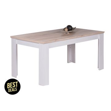 Masa extensibila din pal Romina Alb / Stejar San Remo, L160-200xl80xH76 cm