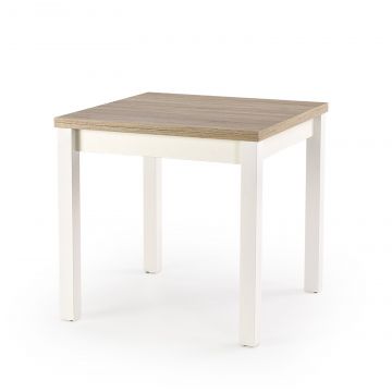 Masa extensibila din pal si MDF Gratianus Sonoma Oak / White, L80-160xl80xH76 cm