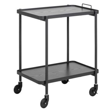 Masa minibar mobila din pal si metal Carmi Negru, L56xl40xH68,5 cm