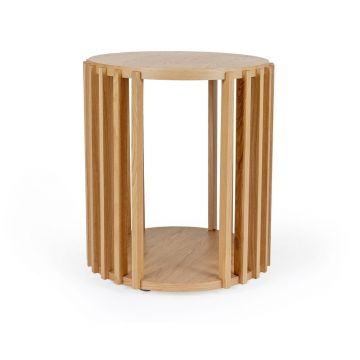 Măsuță auxiliară din lemn de stejar Woodman Drum, ø 53 cm
