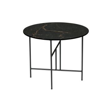 Măsuță de cafea cu blat din porțelan WOOOD Vida, ⌀ 60 cm, negru