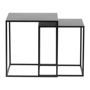 Set 2 măsuțe auxiliare WOOOD Ziva, negru Set 2 măsuțe auxiliare WOOOD Ziva, negru