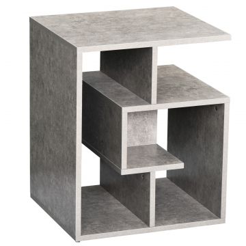 Homcom Biblioteca pe 3 niveluri in Lemn Gri Efect Ciment 45x40x55cm