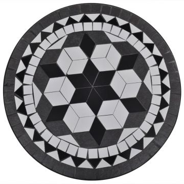 vidaXL Masă de bistro, alb și negru, 60 cm, mozaic