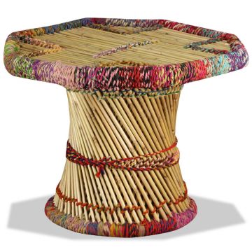 vidaXL Măsuță de cafea, bambus, cu detalii chindi, multicolor vidaXL Măsuță de cafea, bambus, cu detalii chindi, multicolor