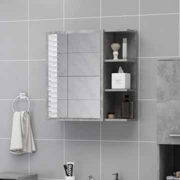 vidaXL Dulap de baie cu oglindă, gri beton, 62,5 x 20,5 x 64 cm, PAL