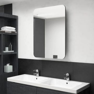 vidaXL Dulap de baie cu oglindă și LED, antracit, 60x11x80 cm