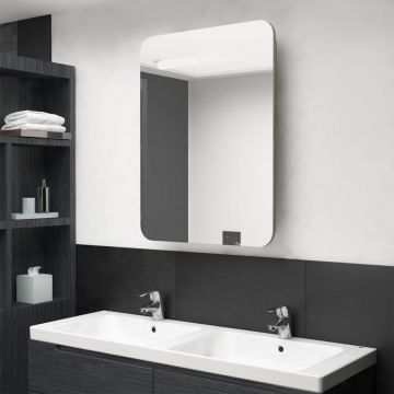 vidaXL Dulap de baie cu oglindă și LED, stejar, 60x11x80 cm
