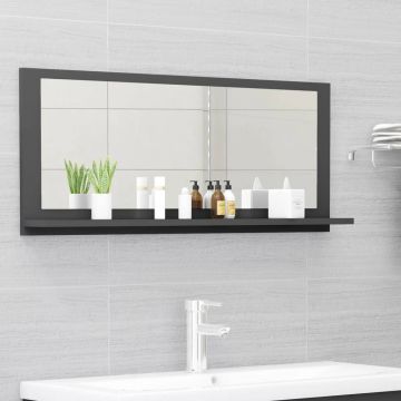 vidaXL Oglindă de baie, gri, 90x10,5x37 cm, PAL