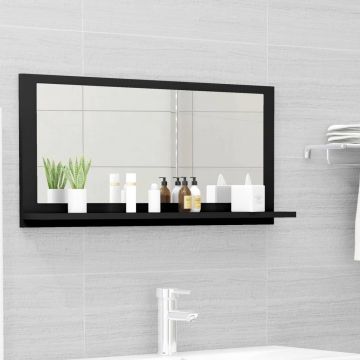 vidaXL Oglindă de baie, negru, 80 x 10,5 x 37 cm, PAL