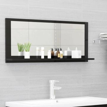 vidaXL Oglindă de baie, negru extralucios, 90x10,5x37 cm, PAL
