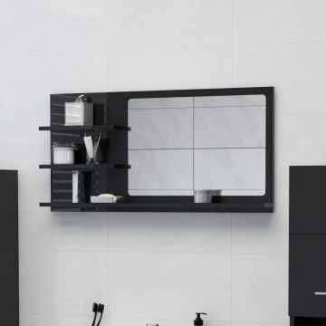 vidaXL Oglindă de baie, negru extralucios , 90x10,5x45 cm, PAL