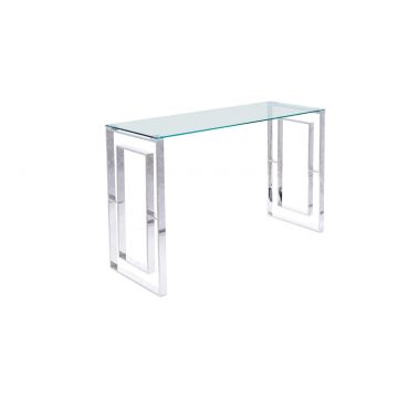 Consola din sticla si metal Alucia C Transparent / Crom, l120xA40xH78 cm