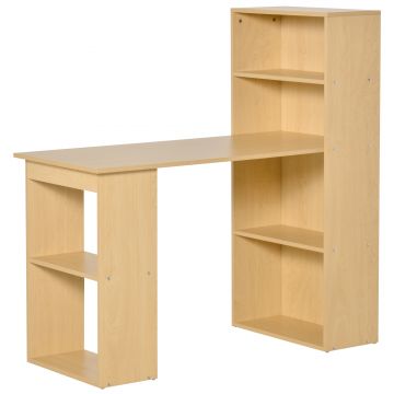 Homcom Birou modern cu Librarie din Lemn Natural 120x55x120cm