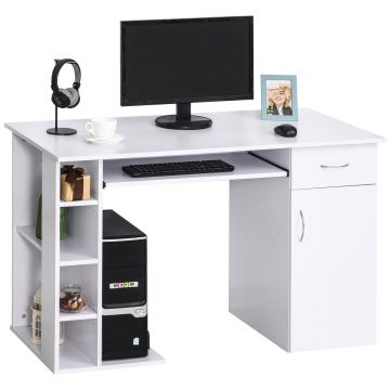 Birou pentru PC, cu rafturi, 120x60x74 cm, alb HOMCOM | Aosom RO