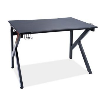 Masa de birou din furnir si metal, Benny-306 Negru, L116xl75xH77 cm