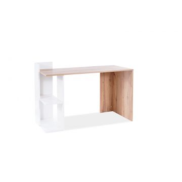 Masa de birou din pal, B-001 Stejar Wotan / Alb, L122xl57xH85 cm