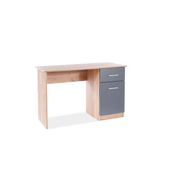 Masa de birou din pal, cu 1 sertar si 1 usa B-002 Stejar Wotan / Antracit, L120xl51xH78 cm