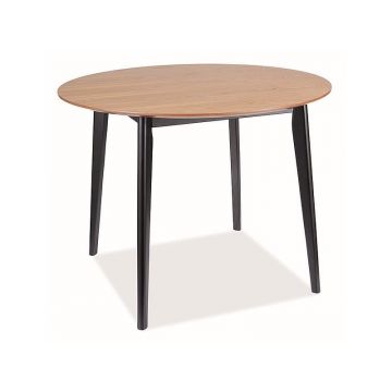 Masa rotunda din MDF si furnir, Tactic Stejar / Negru, Ø100xH76 cm