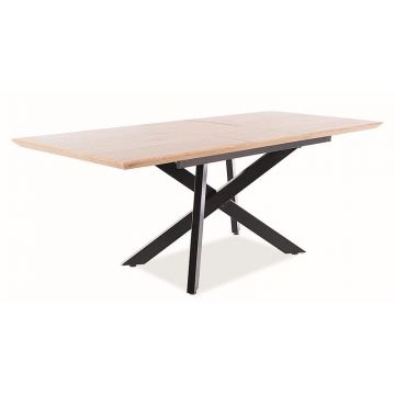 Masa extensibila din MDF, furnir si metal, Capitol Stejar / Negru, L160-200xl90xH76 cm Masa extensibila din MDF, furnir si metal, Capitol Stejar / Negru, L160-200xl90xH76 cm