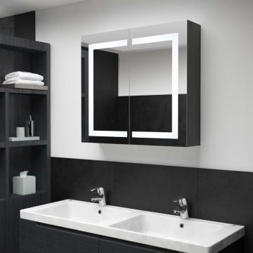 vidaXL Dulap de baie cu oglindă și LED, 80x12,2x68 cm vidaXL Dulap de baie cu oglindă și LED, 80x12,2x68 cm