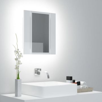 vidaXL Dulap de baie cu oglindă și LED, alb extralucios, 40x12x45 cm