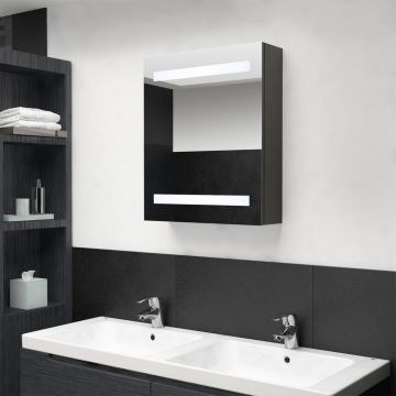 vidaXL Dulap de baie cu oglindă și LED, antracit, 50x14x60 cm vidaXL Dulap de baie cu oglindă și LED, antracit, 50x14x60 cm