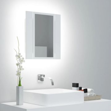 vidaXL Dulap de baie cu oglindă & LED, alb, 40x12x45 cm