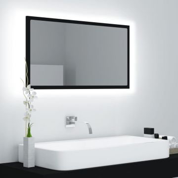 vidaXL Oglindă de baie cu LED, negru, 80x8,5x37 cm, acril