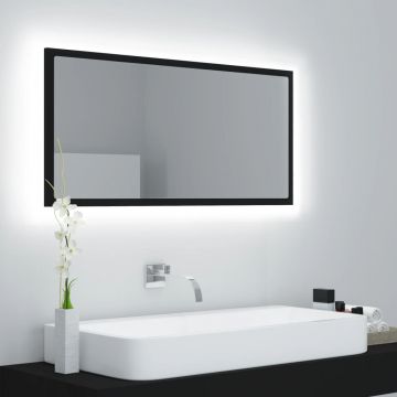 vidaXL Oglindă de baie cu LED, negru, 90x8,5x37 cm, acril