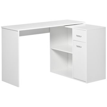 HomCom birou unghiular cu doua forme, 117x82x74 cm, alb | AOSOM RO