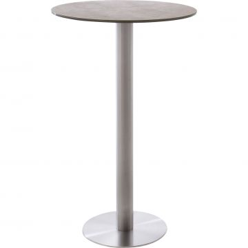 Masa de bar din sticla, ceramica si metal, Zarina 1 Round Capuccino / Crom, Ø65xH105 cm