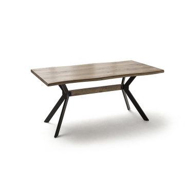 Masa din MDF si metal Kerala Stejar Wild / Negru, L160xl90xH76 cm