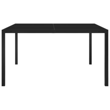 vidaXL Masă de grădină, negru, 130x130x72 cm, oțel și sticlă