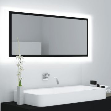 vidaXL Oglindă de baie cu LED, negru, 100x8,5x37 cm, lemn prelucrat