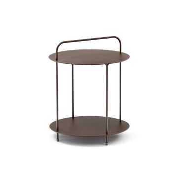 Masă auxiliară metalică de grădină Ezeis Plip, ø 45 cm, maro