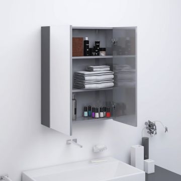 vidaXL Dulap de baie cu oglindă, gri strălucitor, 60x15x75 cm, MDF