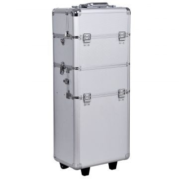 HomCom Trolley Make up Artist profesional Beauty Case Machiaj din Aluminiu | Aosom Ro