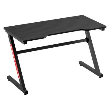 Masa de Birou Gaming Moderna HOMCOM pentru Camera sau Birou cu 2 Orificii pentru Cabluri, din Metal si MDF, Negru, 120x60x73cm | Aosom RO